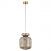 5042/1A PENDANT ODL24 445 античн.бронза/янтарный/металл/стекло/эко.кожа Подвес E27 1*60W JUGI